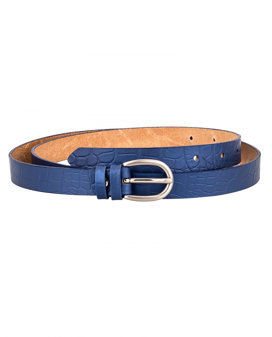 Buy Blue Women's Croco Belt | Embossed Leather | Free Shipping