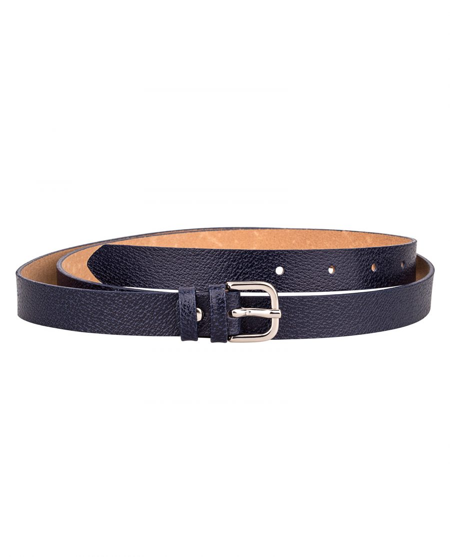Dark-Blue-Skinny-Belt-With-Texture-Front