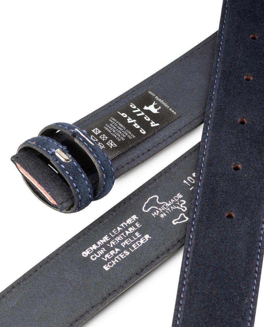 Dark-Blue-Suede-Belt-Strap-35mm-Wide-Heat-stamp
