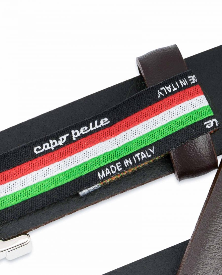 Dark-Brown-Leather-Belt-25-mm-Italian-Buckle-Woven-tag