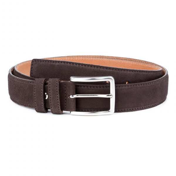 Dark-Brown-Suede-Belt-35-mm-Genuine-Leather-Capo-Pelle-Main-image