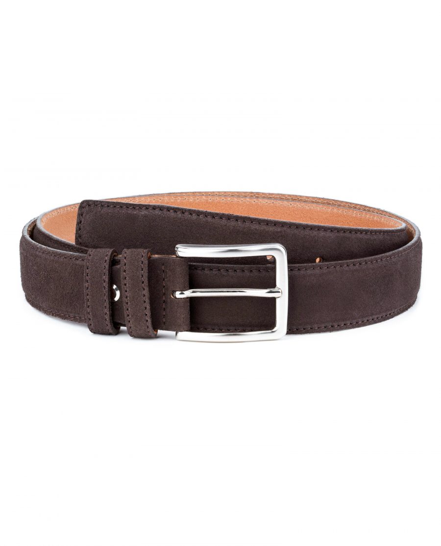 Dark-Brown-Suede-Belt-35-mm-Genuine-Leather-Capo-Pelle-Main-image