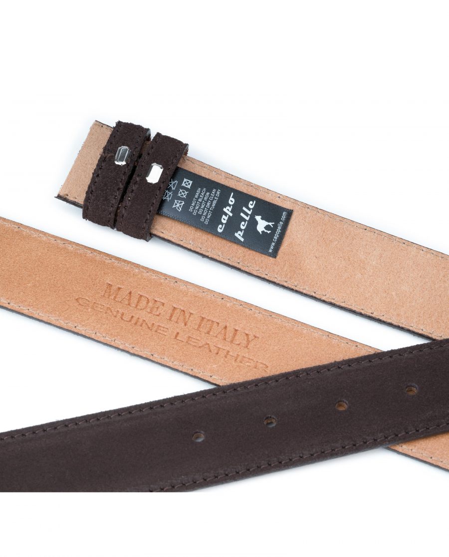 Dark-Brown-Suede-Belt-Strap-35-mm-Genuine-Leather-Capo-Pelle-Tags-image