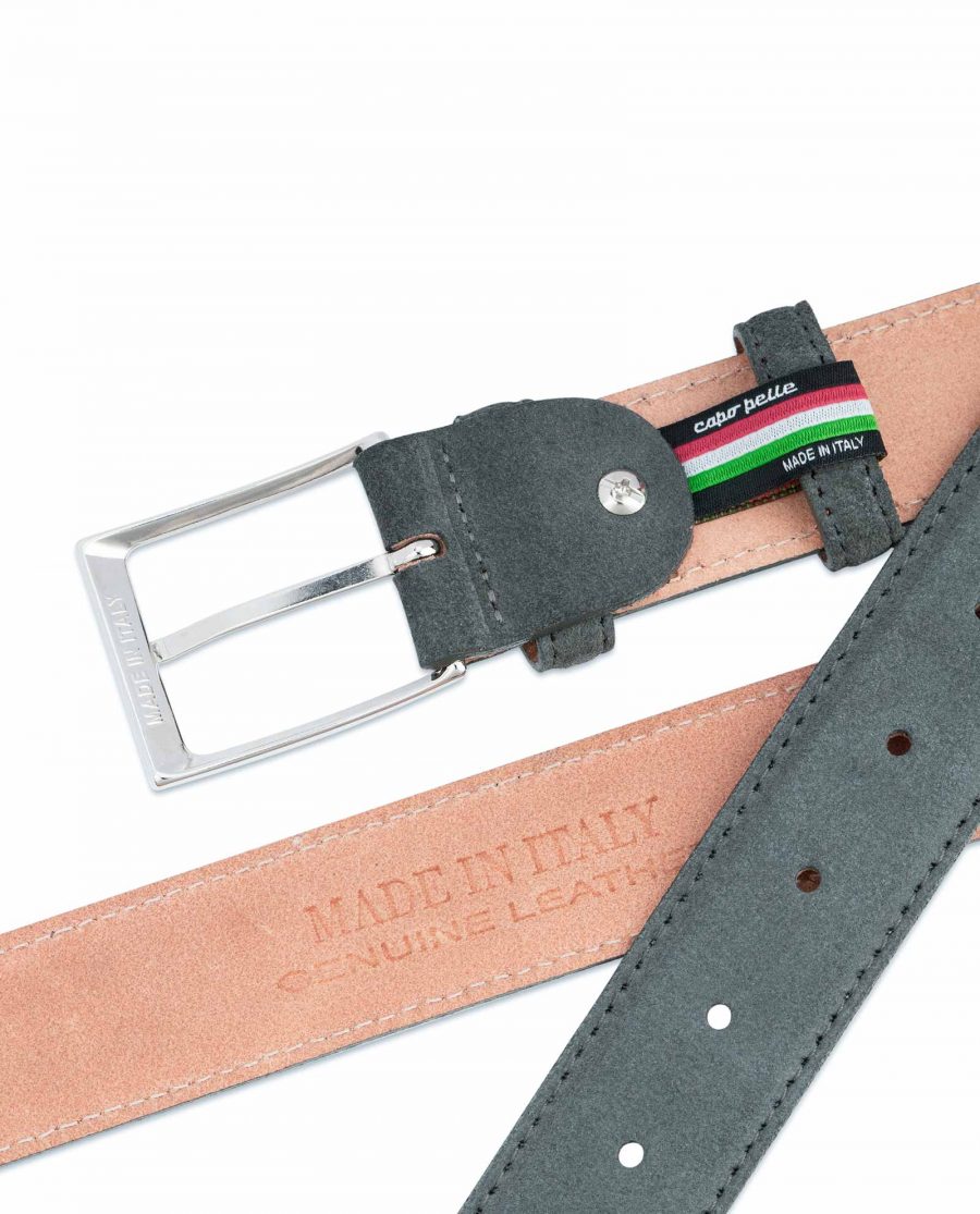 Gray-Suede-Belt-Mens-Hot-stamp-on-leather