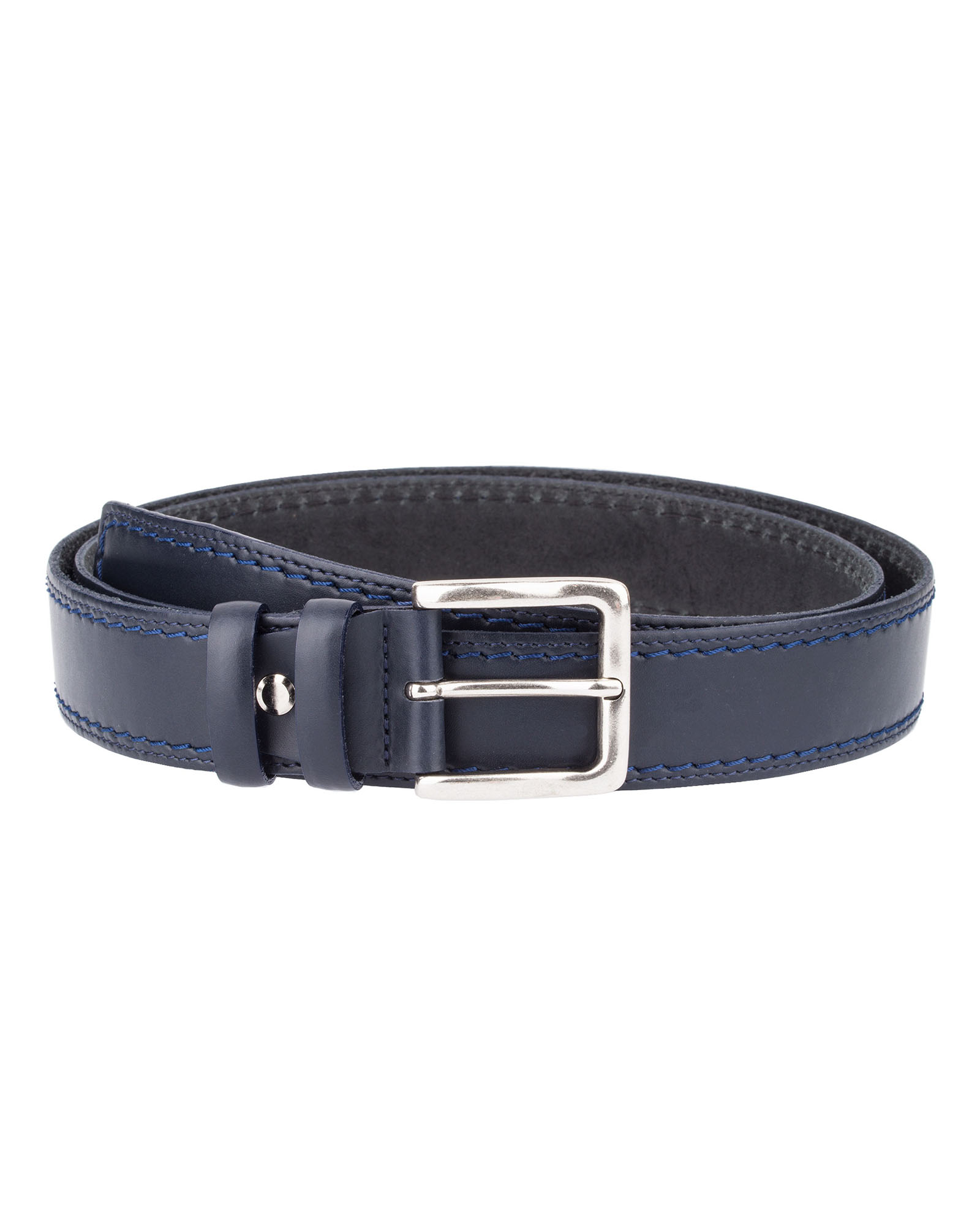 Buy Men's Italian Leather Belt - Dark Blue - LeatherBeltsOnline.com