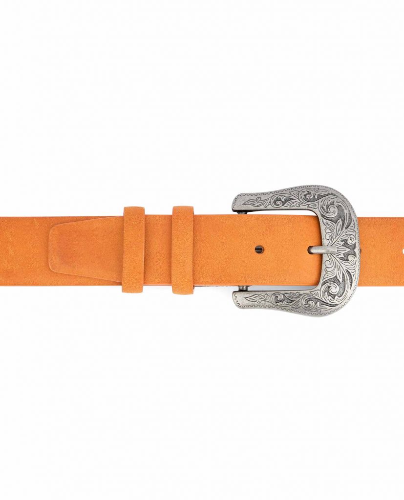 Wrangler Men's Distressed Leather Belt – Vegetable Tanned With Phoenix Emboss, 1.5 Inches Wide, Silver Buckle - View #6