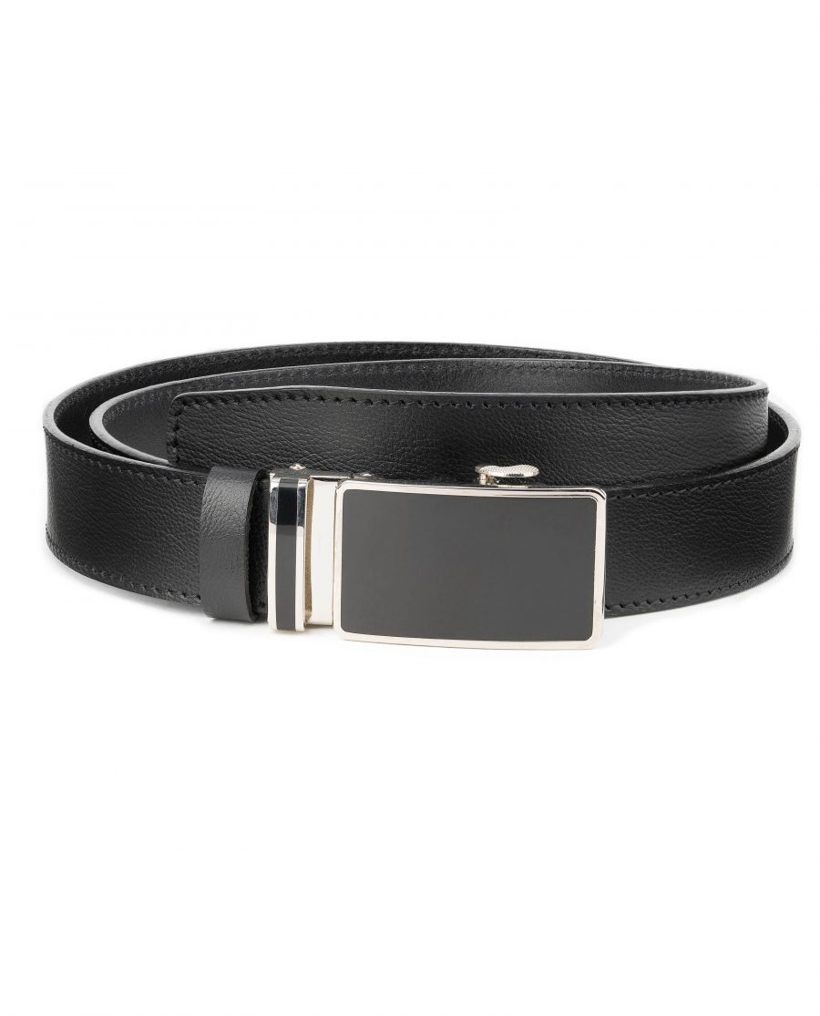 Mens-Black-Leather-Ratchet-Belt-Genuine-Leather-Capo-Pelle-Main-image