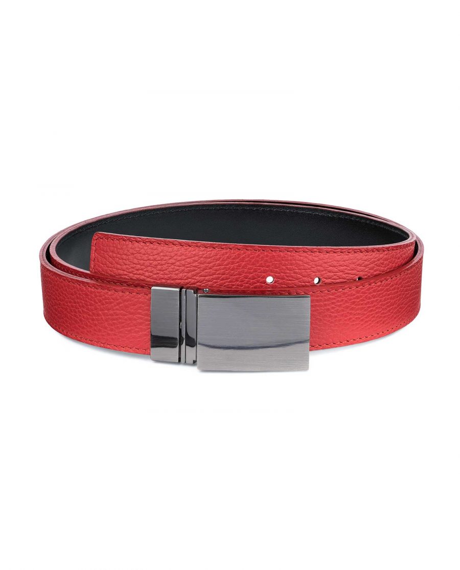 Mens-Black-Red-Reversible-Belt-Twist-buckle-Capo-Pelle-Main-picture