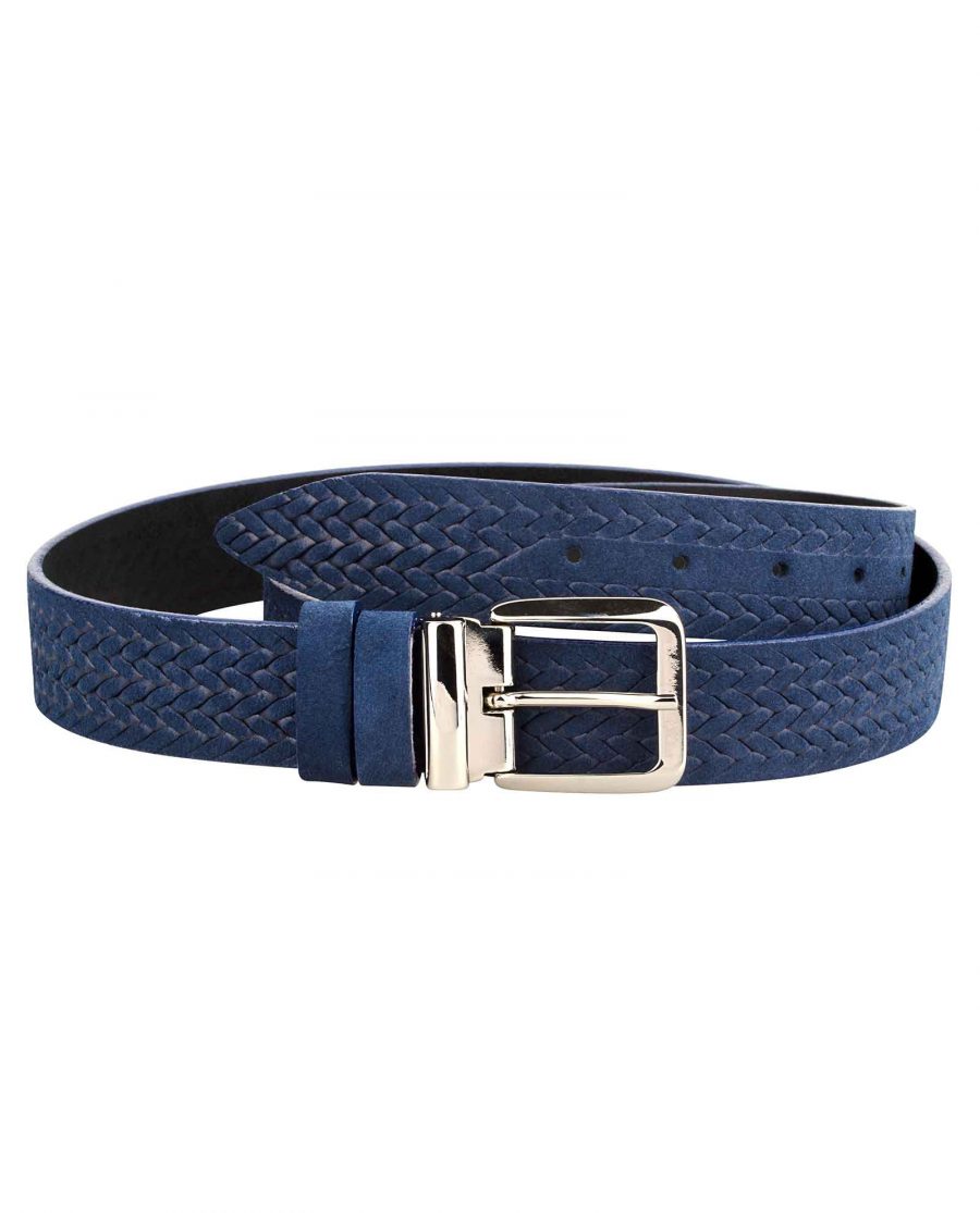 Buy Mens Braided Belt - Blue Suede - LeatherBeltsOnline.com
