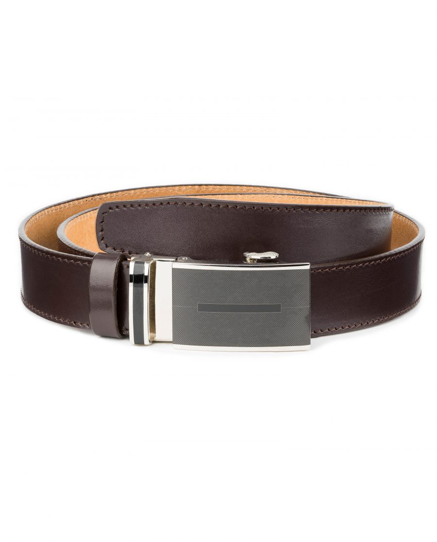Mens-Brown-Automatic-Buckle-Belt-Genuine-Leather-First-picture