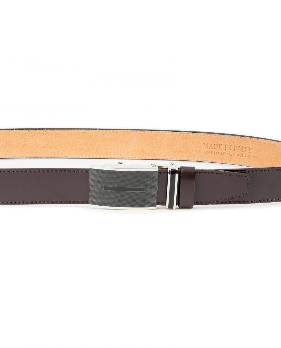 Mens-Brown-Automatic-Buckle-Belt-Genuine-Leather-On-trousers