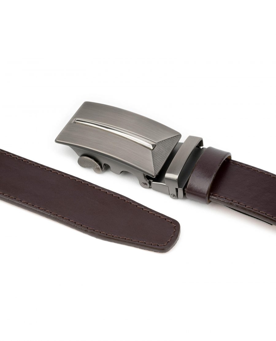 Mens-Brown-Leather-Ratchet-Belt-Gunmetal-Automatic-Buckle-By-Capo-Pelle-Both-ends-1