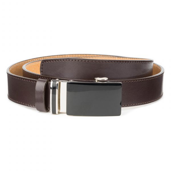 Mens-Brown-Ratchet-Belt-Black-Buckle-Capo-Pelle-Main-picture