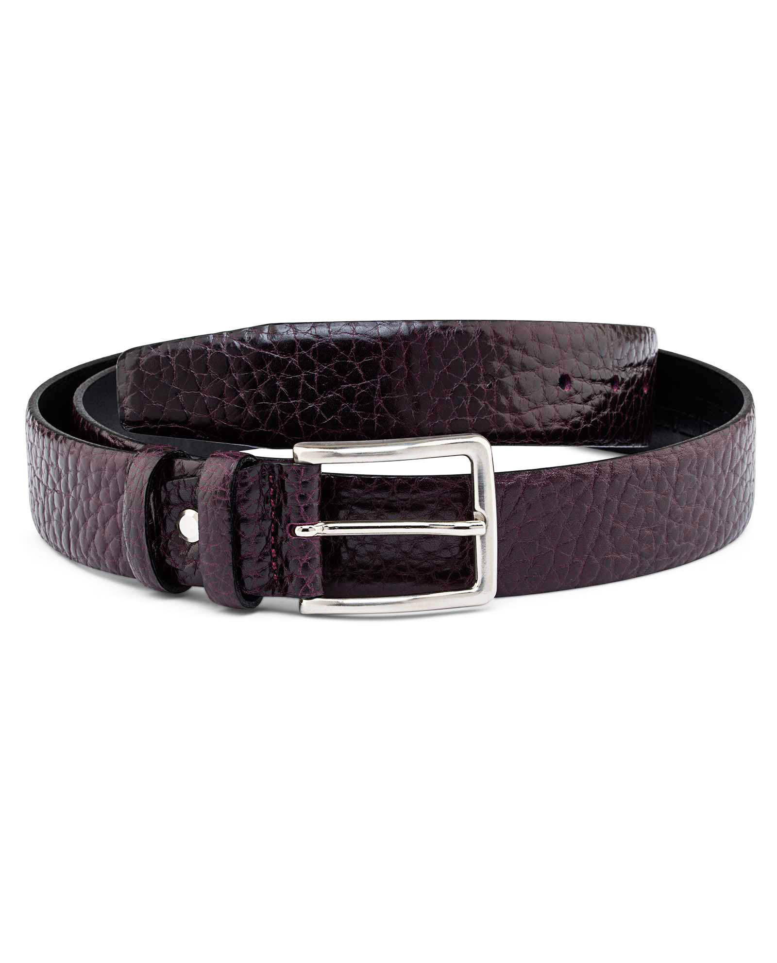 Purple Leather Belt for Men 35 mm 42 / 105 cm - Burgundy Purple | Capo Pelle