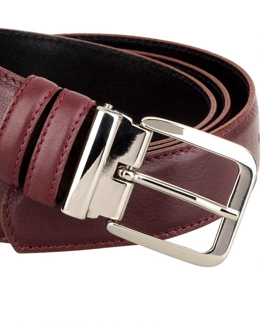 Mens-Burgundy-Leather-Belt-Buckle-image