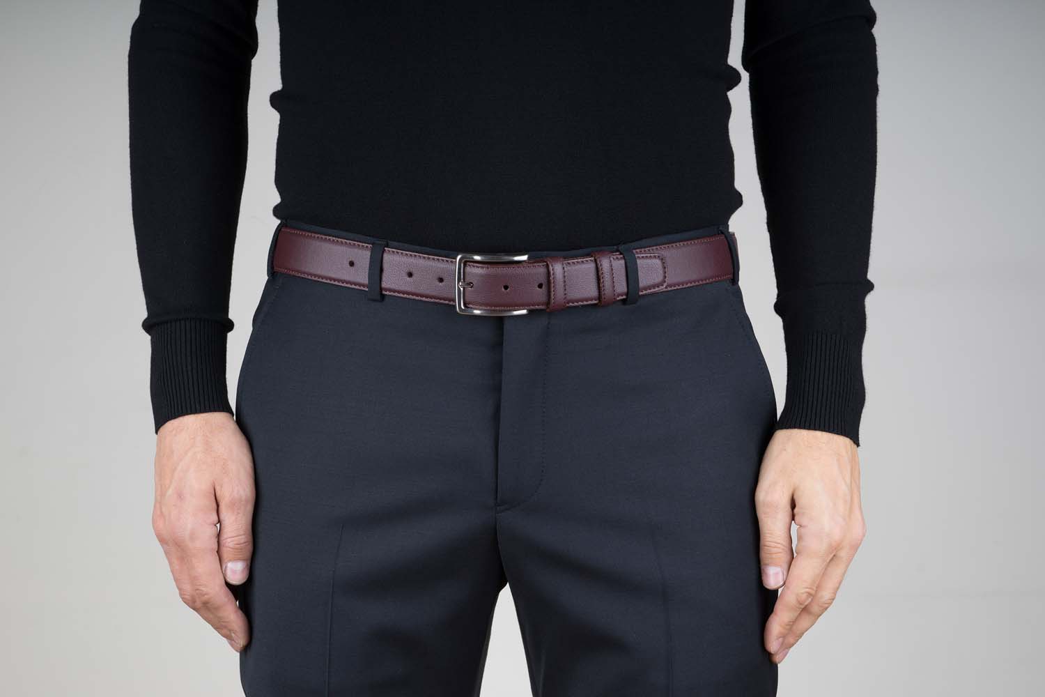 Buy Vegan Leather Burgundy Belt For Men 