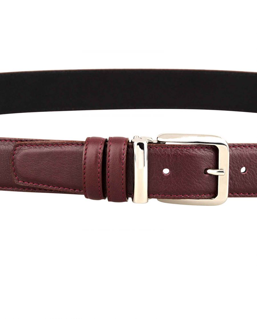 Mens-Burgundy-Leather-Belt-On-trousers