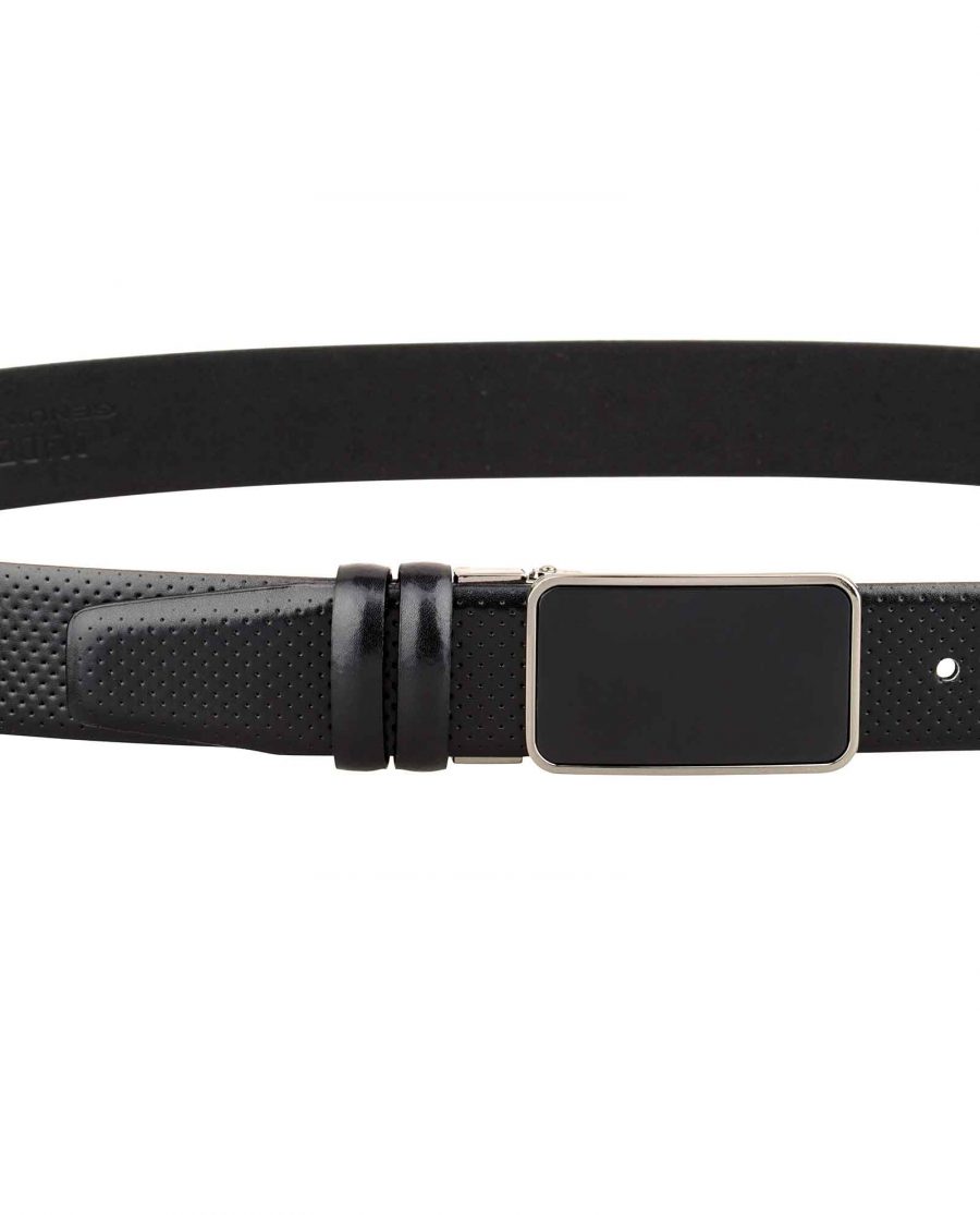 Buy Men's Perforated Black Leather Belt | LeatherBeltsOnline.com