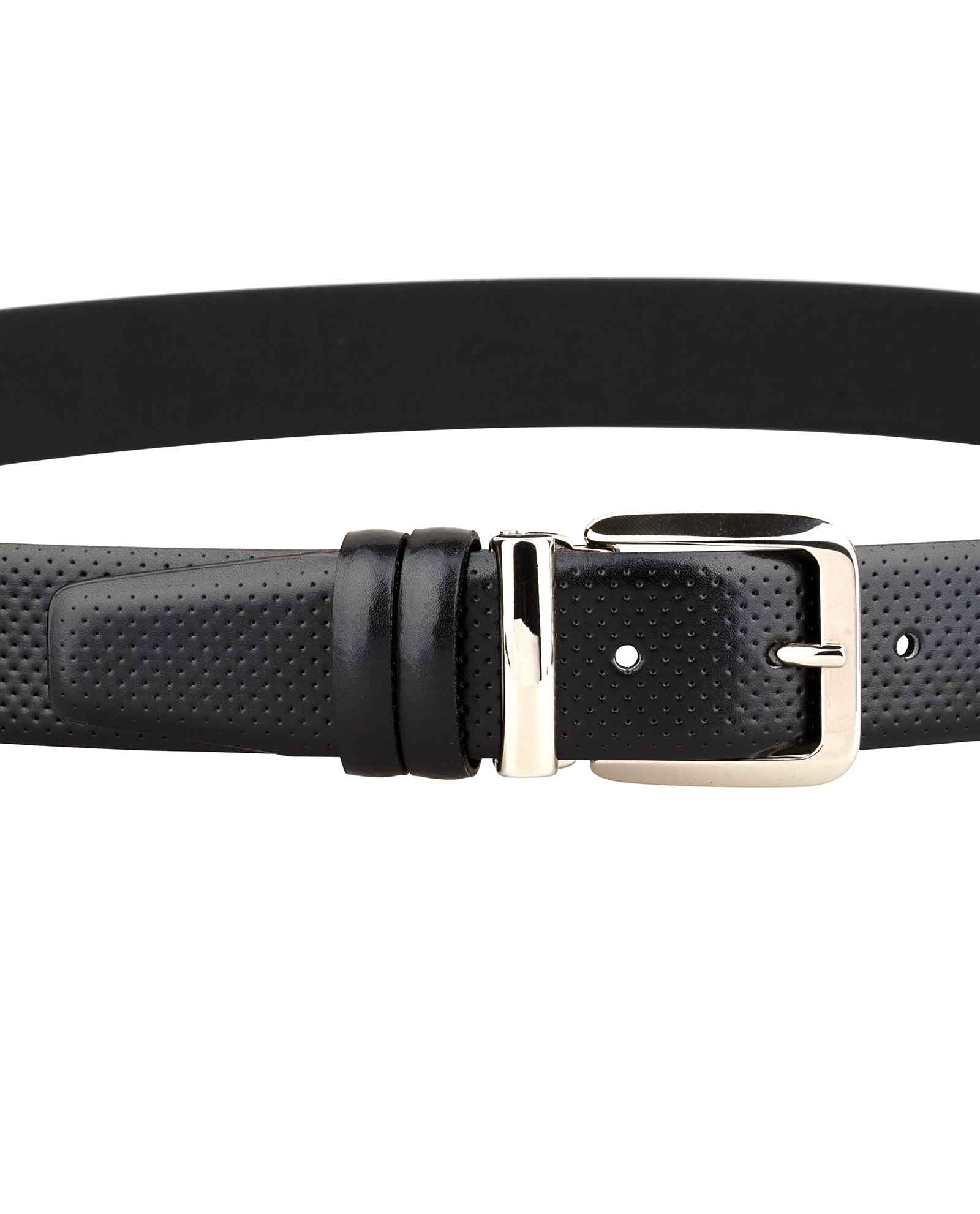 Buy Men's Black Leather Belt | Smooth Perforated | Free Shipping!