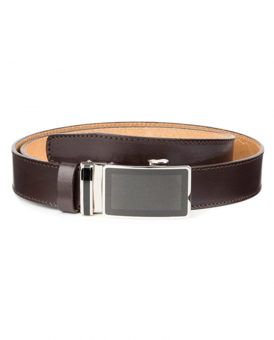 Mens-Ratchet-Belt-Brown-Leather-Automatic-Buckle-First-image