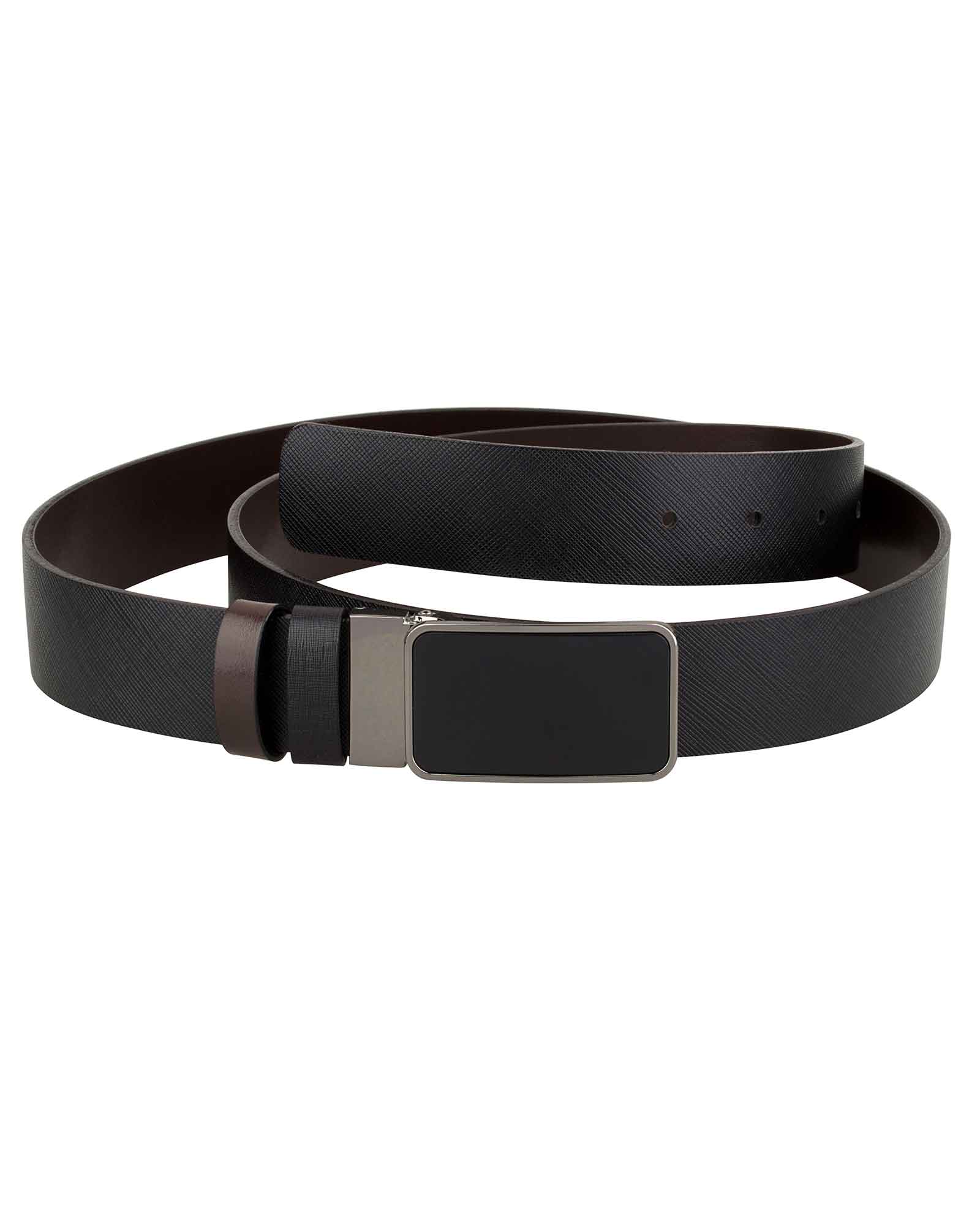 Buy Mens Saffiano Leather Belt - Black Brown Reversible - Capo Pelle