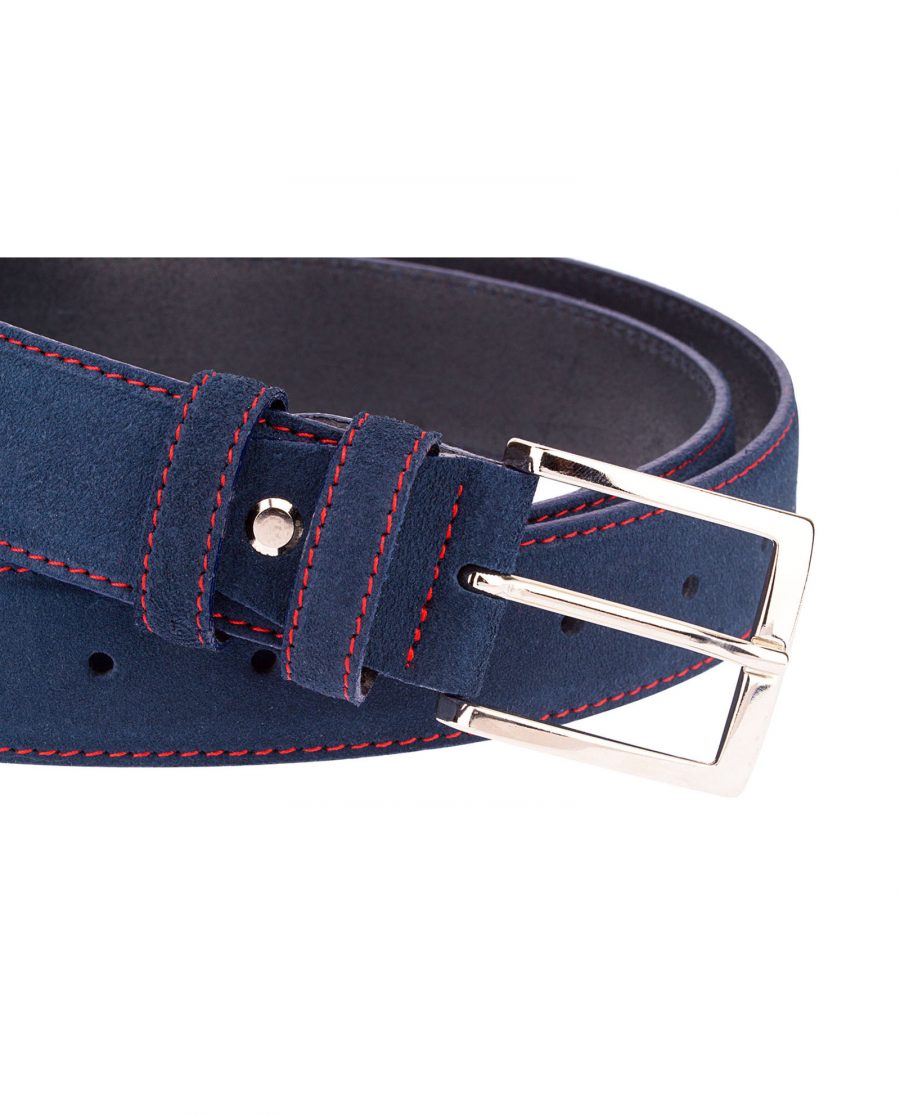 Navy-Blue-Belt-With-Red-Thread-Buckle-closer