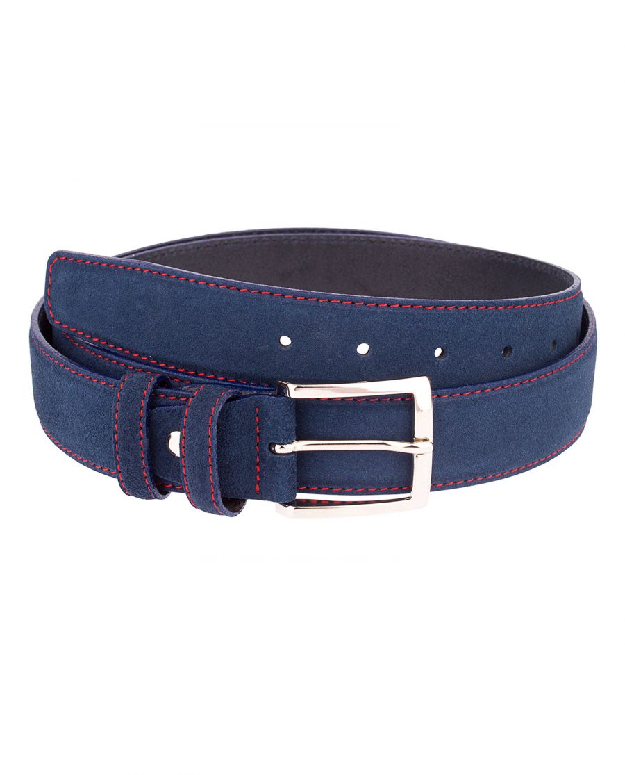 Navy-Blue-Belt-With-Red-Thread-Front