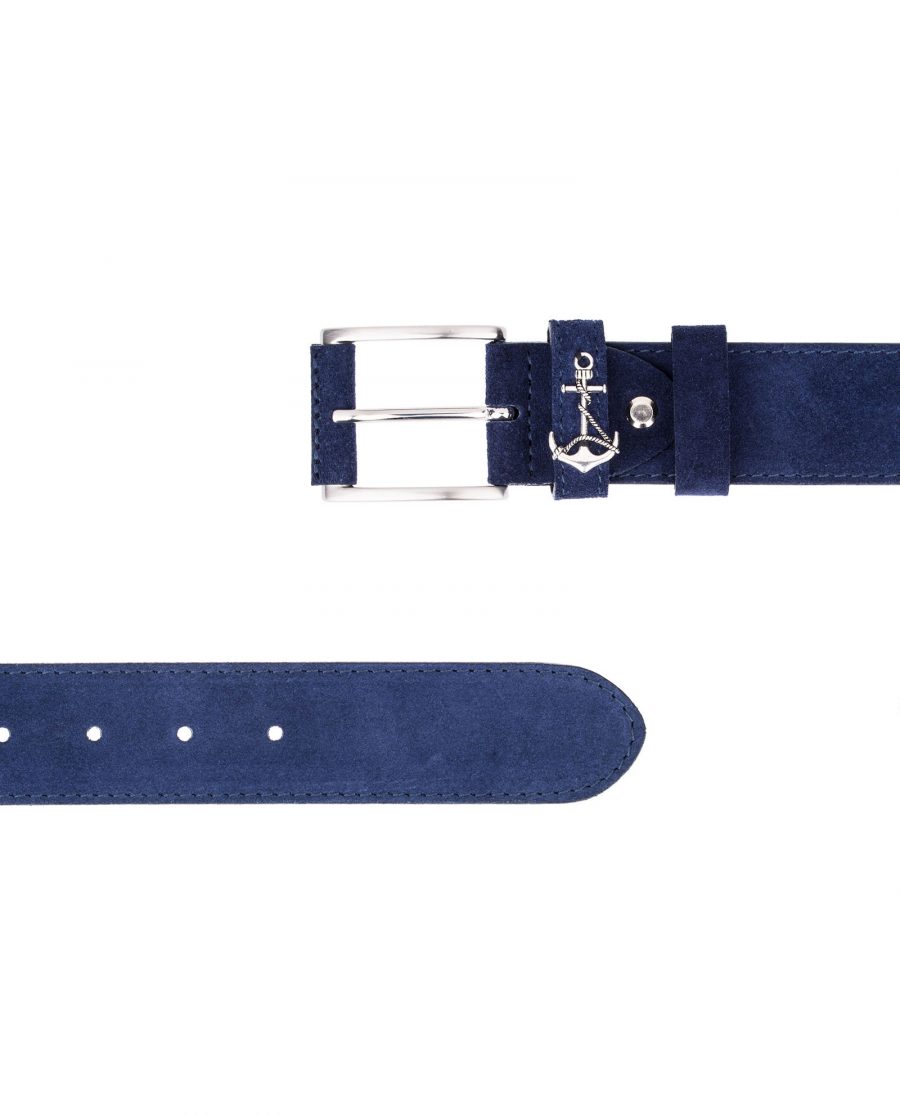 Navy-Suede-Belt-Anchor-Yacht-Marine-Two-Ends