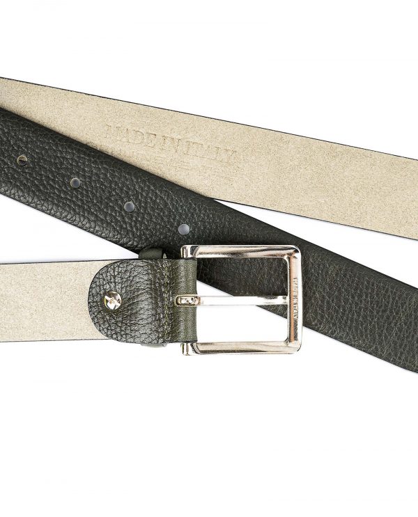 Olive-Green-Leather-Belt-With-Red-Capo-Pelle-From-the-top.jpg