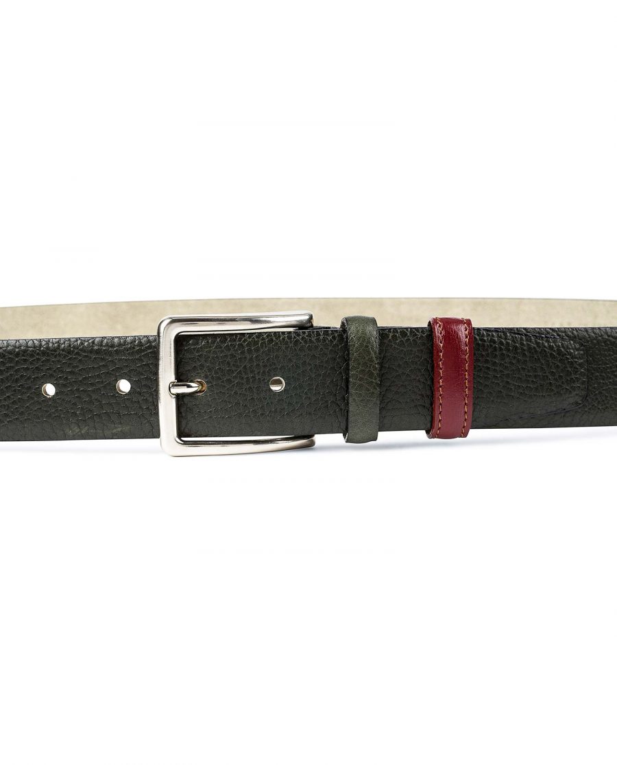 Olive-Green-Leather-Belt-With-Red-Capo-Pelle-On-pants