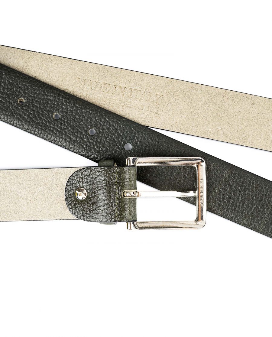 Olive-Green-Leather-Belt-by-Capo-Pelle-Buckle-Made-in-Italy-stamp
