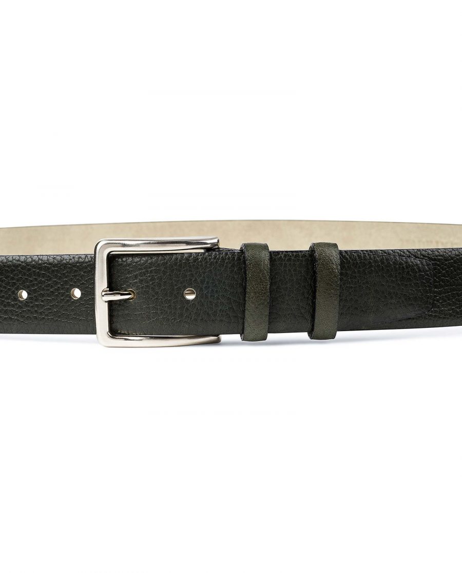 Olive-Green-Leather-Belt-by-Capo-Pelle-On-trousers