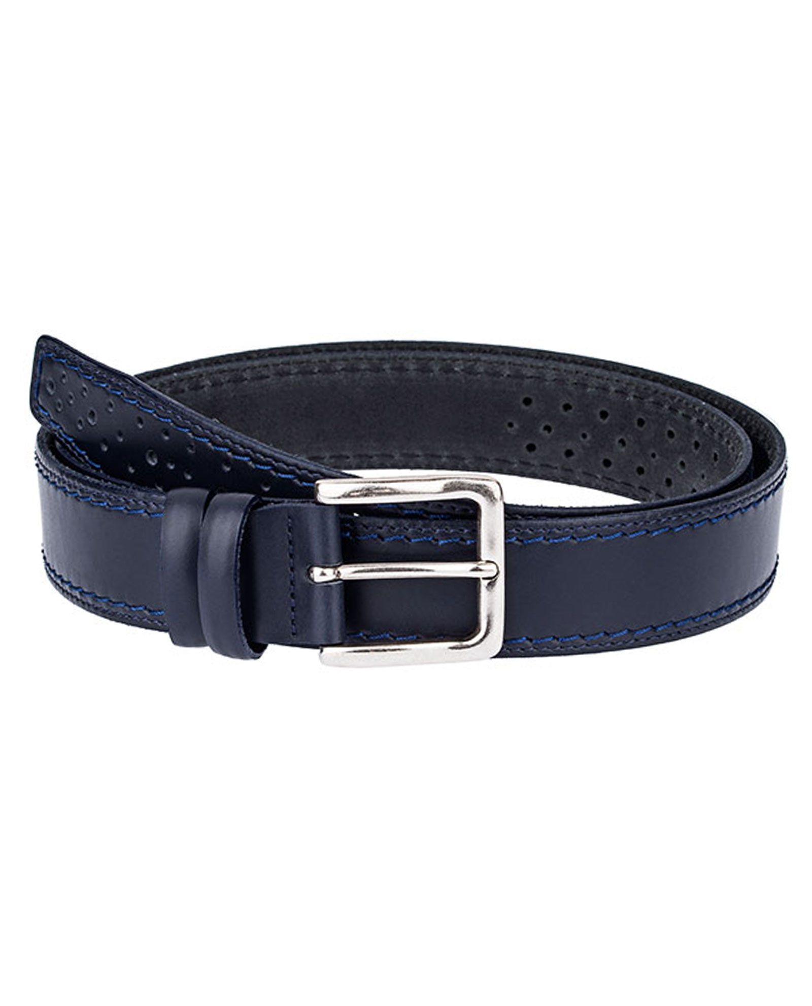 Buy Blue Italian Leather Belt - Perforated - Free Shipping