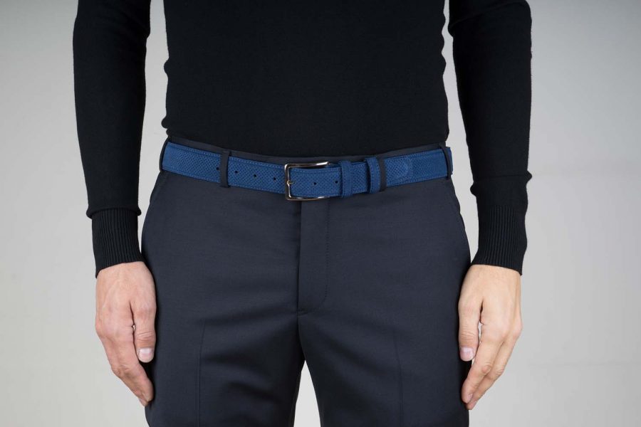 Perforated-Suede-Belt-in-Navy-Blue-Live-On-pants