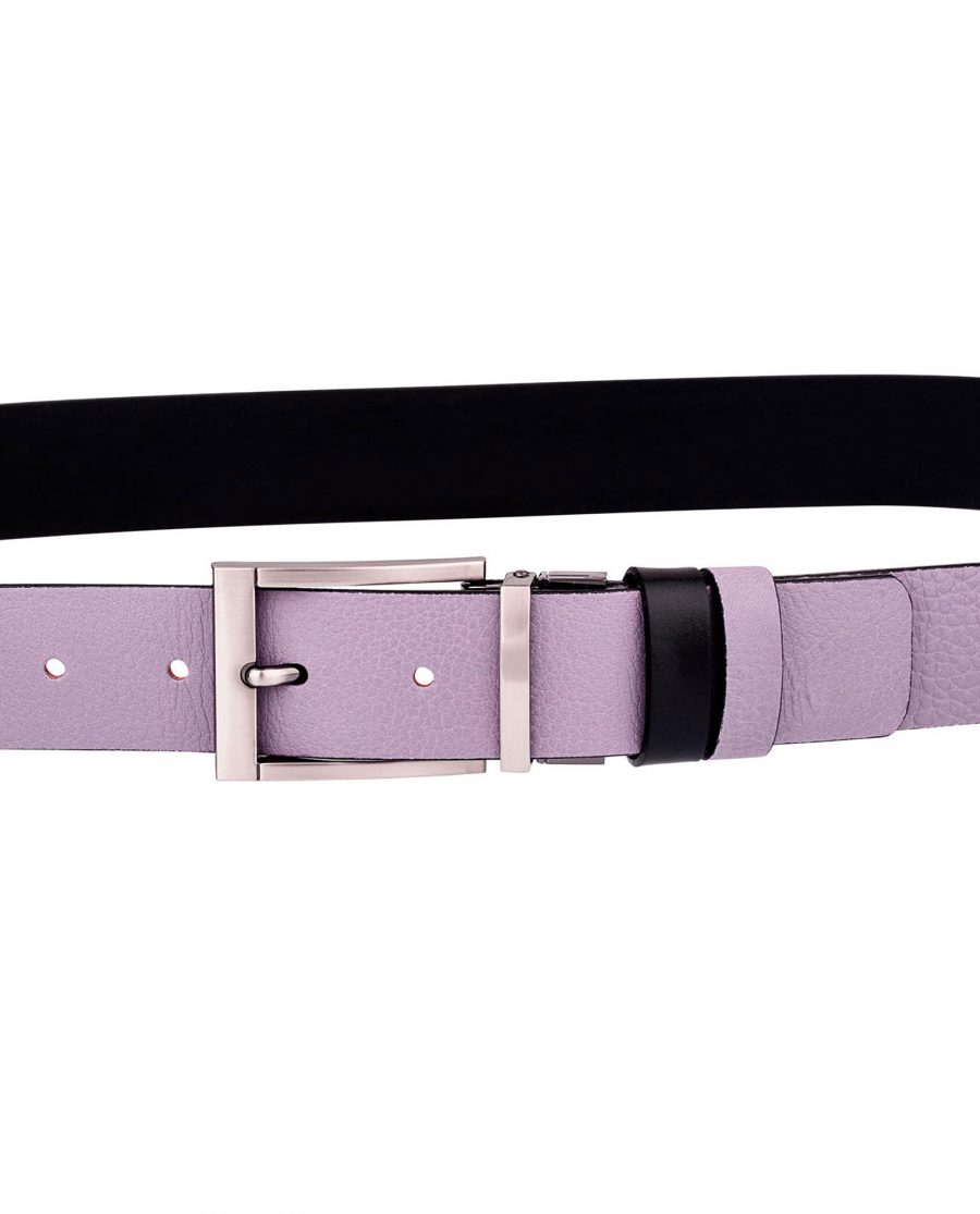 Purple-Belt-Reversible-leather-On-trousers