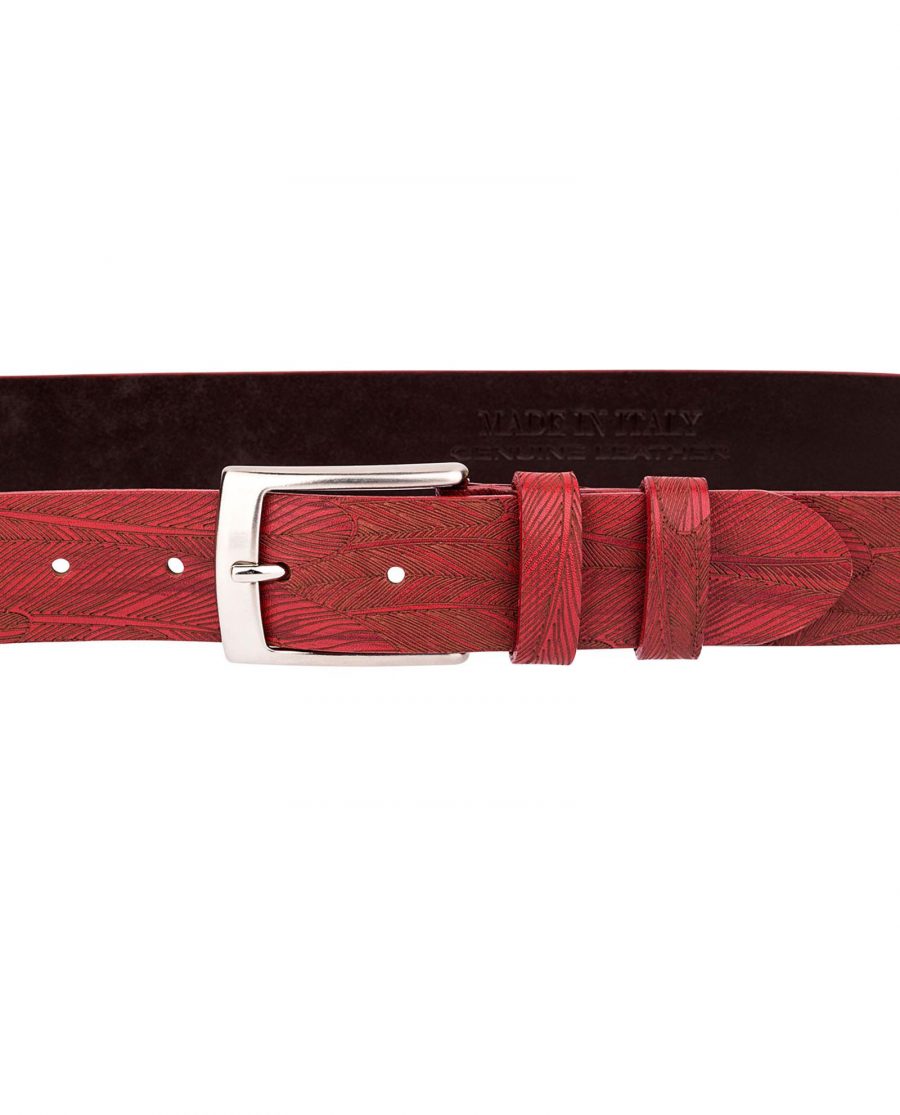 Red-Leather-Belt-Laser-Feather-On-jeans