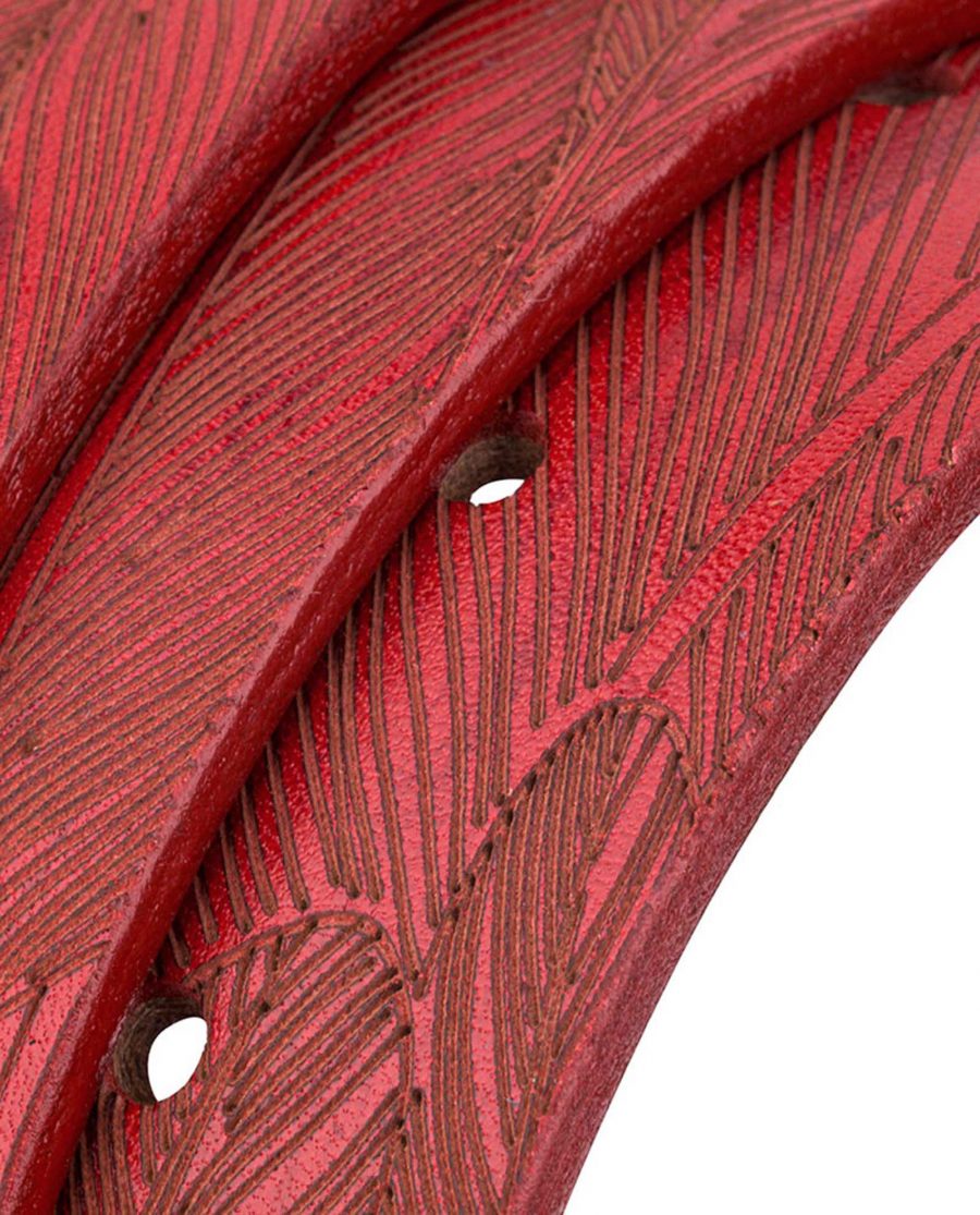 Red-Leather-Belt-Laser-Feather-Rolled