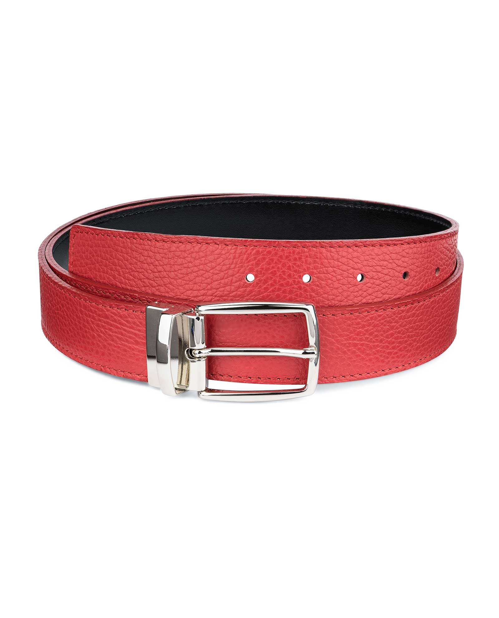 Buy Red Reversible Belt | Twist Buckle | LeatherBeltsOnline.com