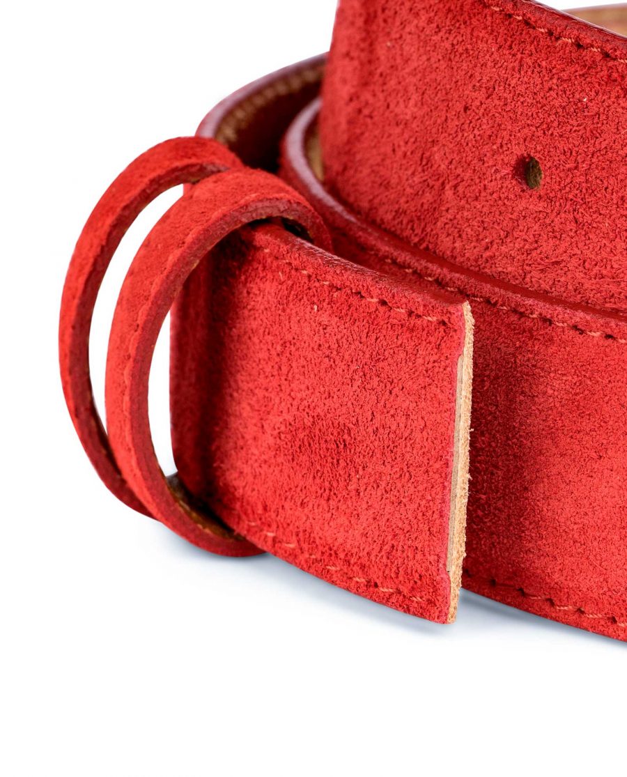 Red-Suede-Belt-Strap-1-3-8-inch-wide-35-mm-Genuine-leather