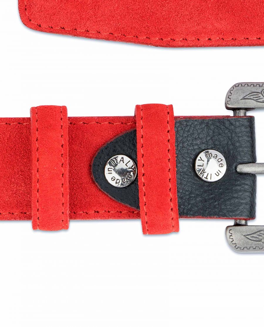 Red-Western-Belt-Italian-Suede-Leather-Belt-loops