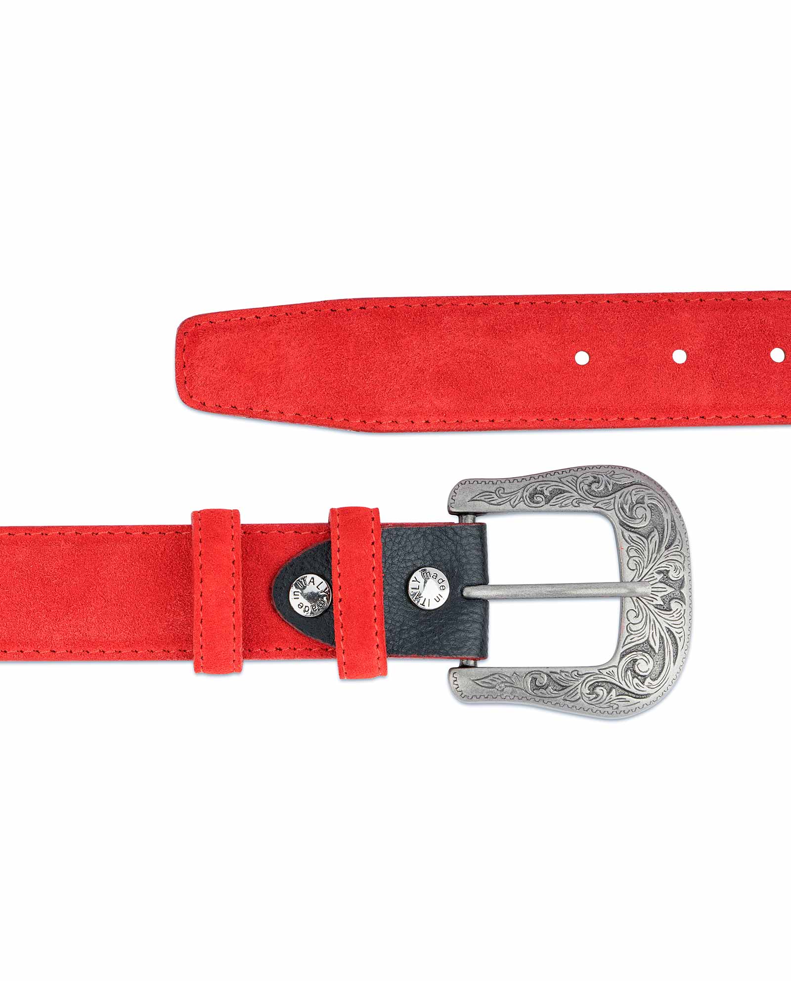 Red Suede Wide Waist Belt
