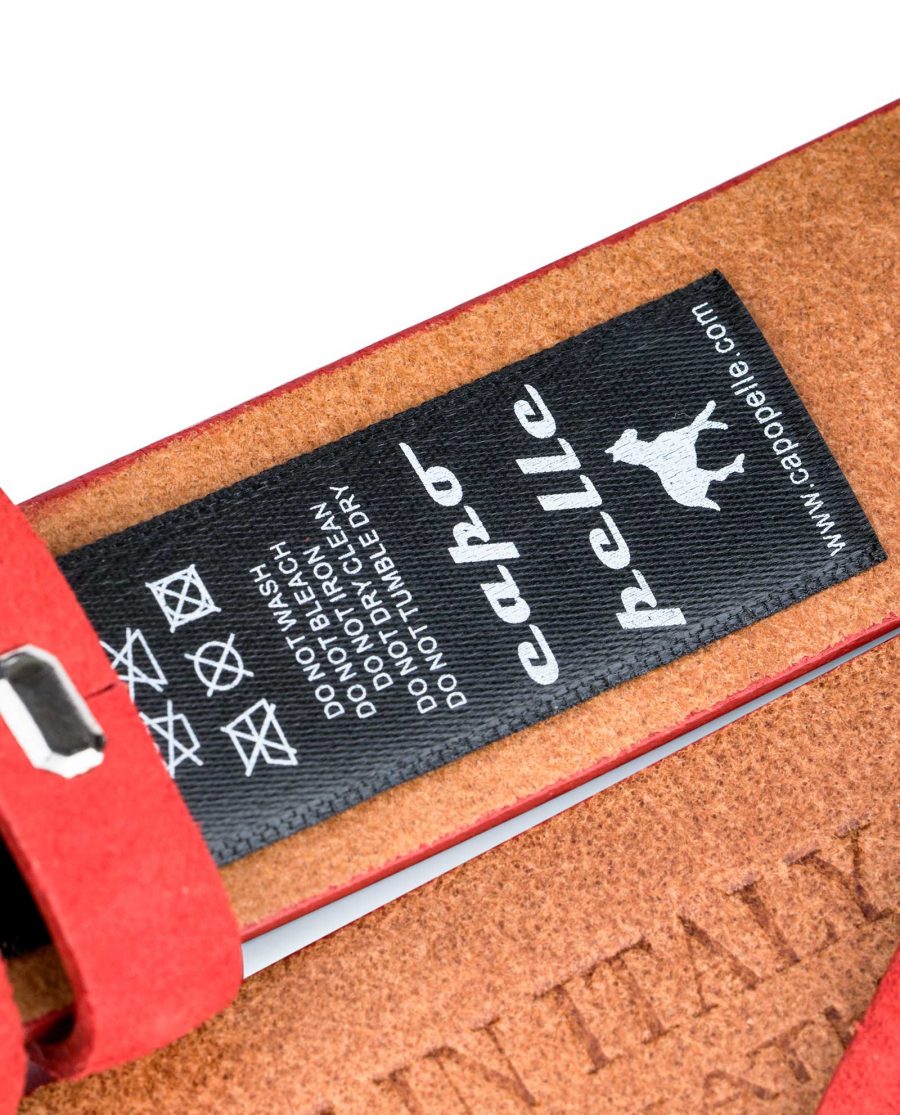 Replacement-Red-Suede-Leather-Belt-1-1-8-inch-Care-tag