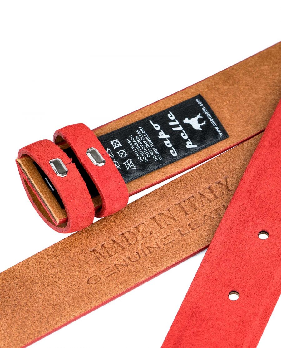 Replacement-Red-Suede-Leather-Belt-1-1-8-inch-Heat-stamp