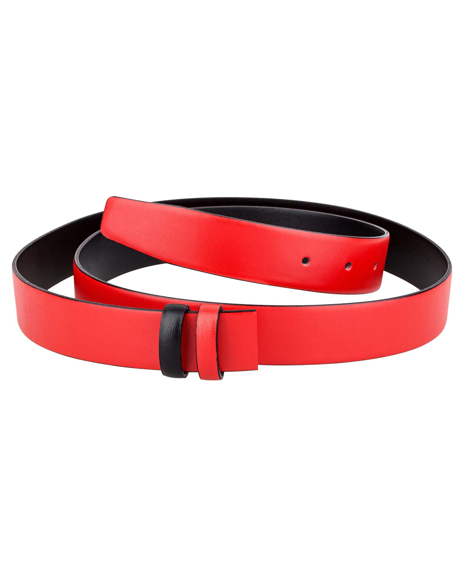 Buy Thin Reversible Belt Strap - Red Black - LeatherBeltsOnline.com