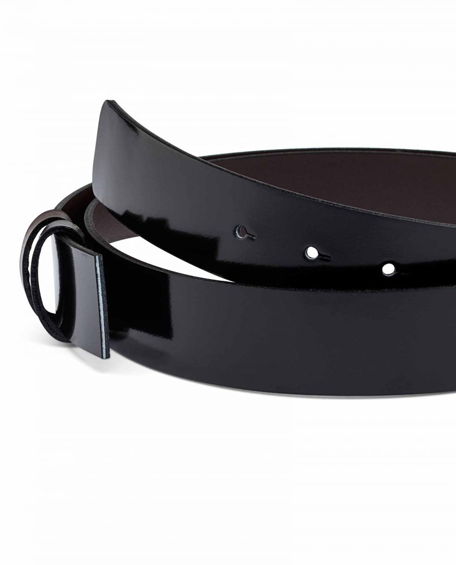 Reversible-Mens-Patent-Leather-Belt-Strap-Clamp-buckle-attachment