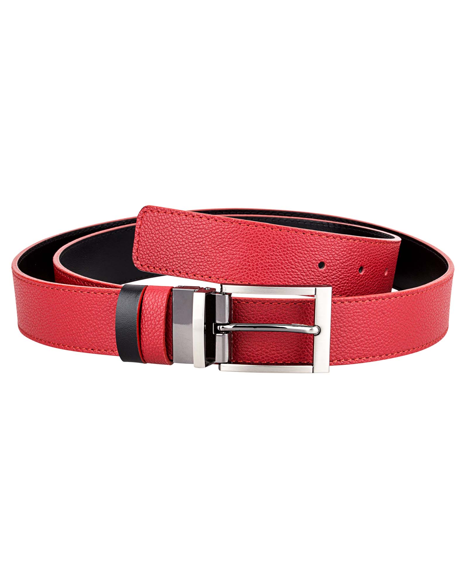 Buy Reversible Red Leather Belt - Italian Cowskin - LeatherBeltsOnline.com