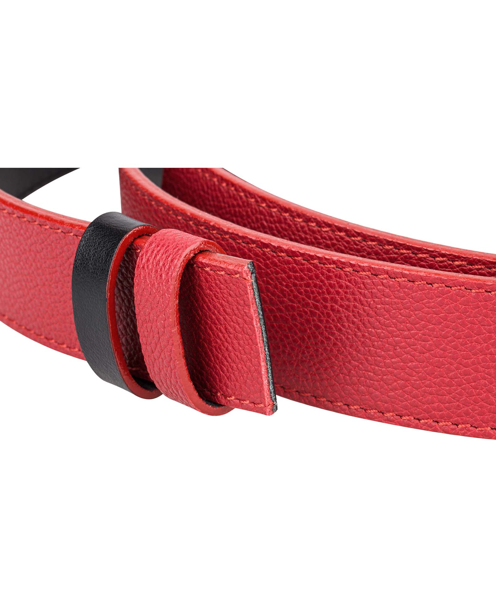 Buy Reversible Red Leather Belt Strap - Capo Pelle