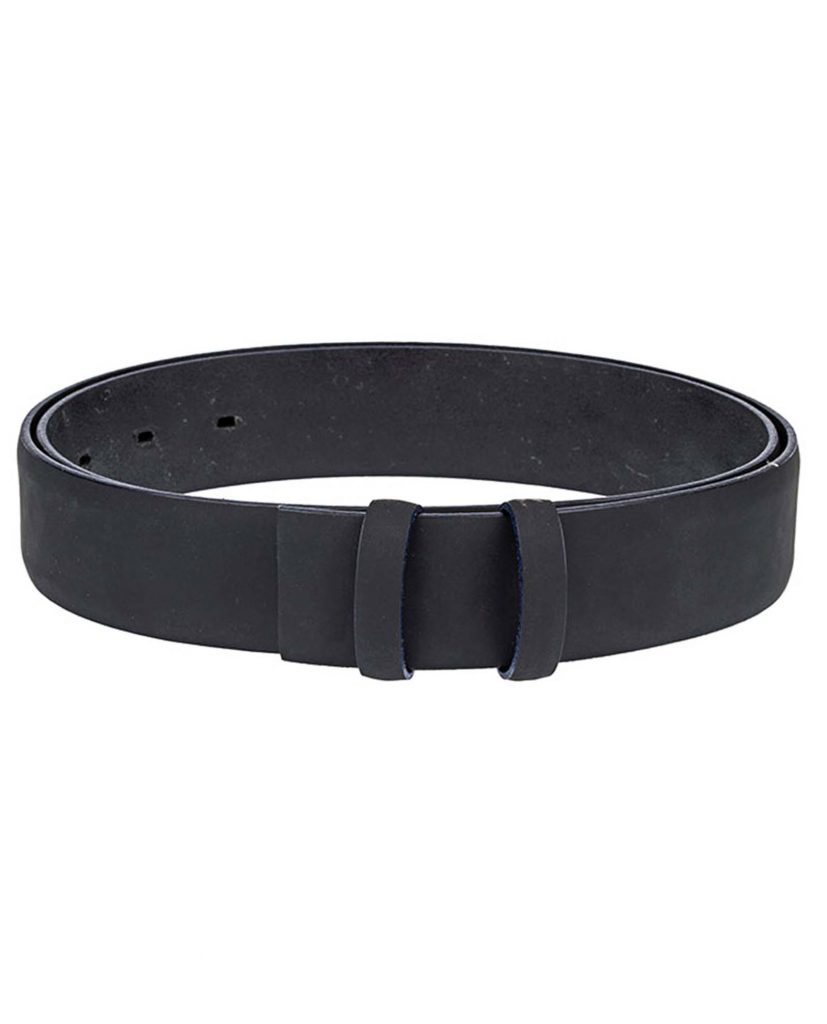 Buy Black Leather Belt Strap with Blue Edges - LeatherBeltsOnline.com