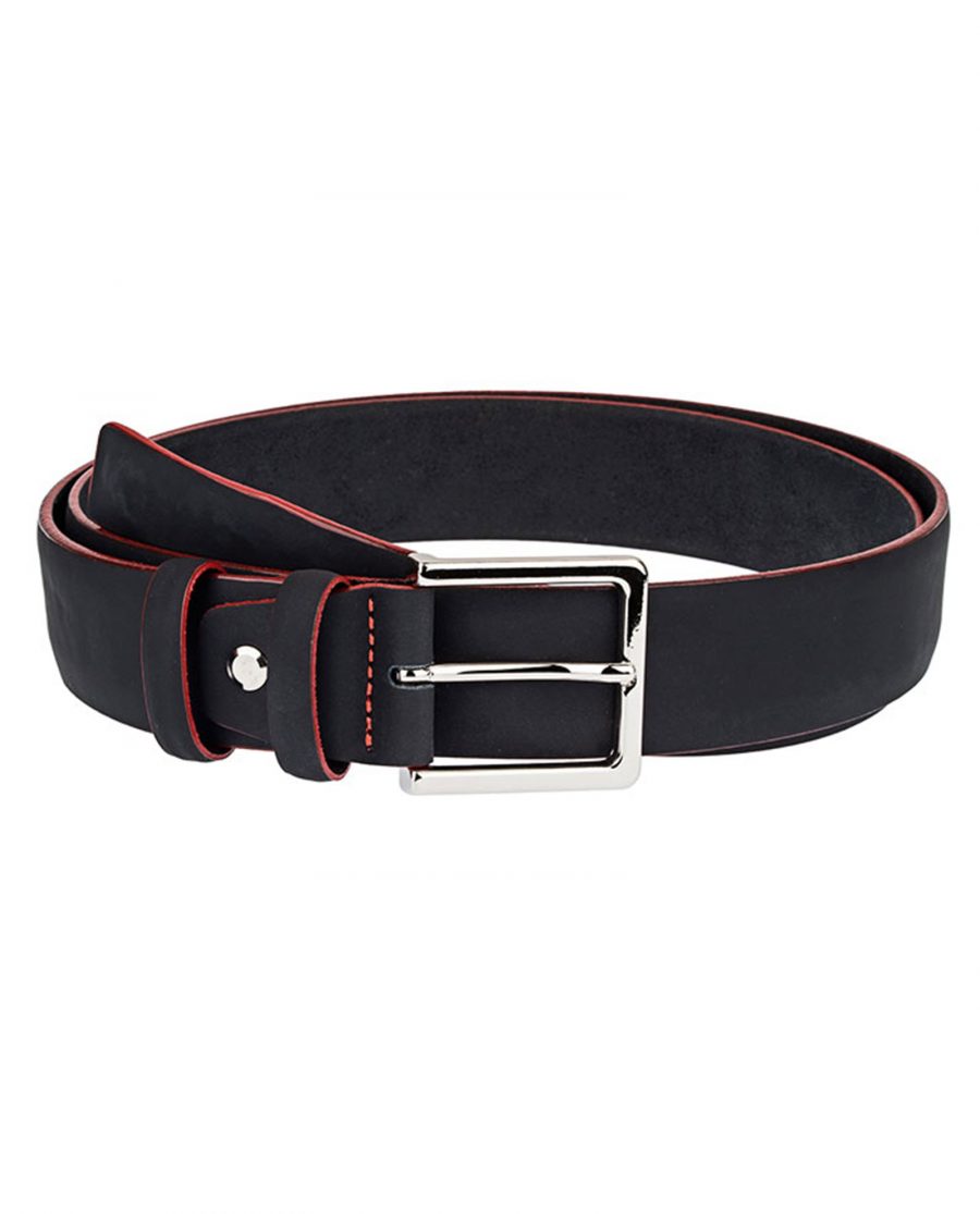 Rubber-Coated-Black-Belt-With-Red-Edges-Front-Image