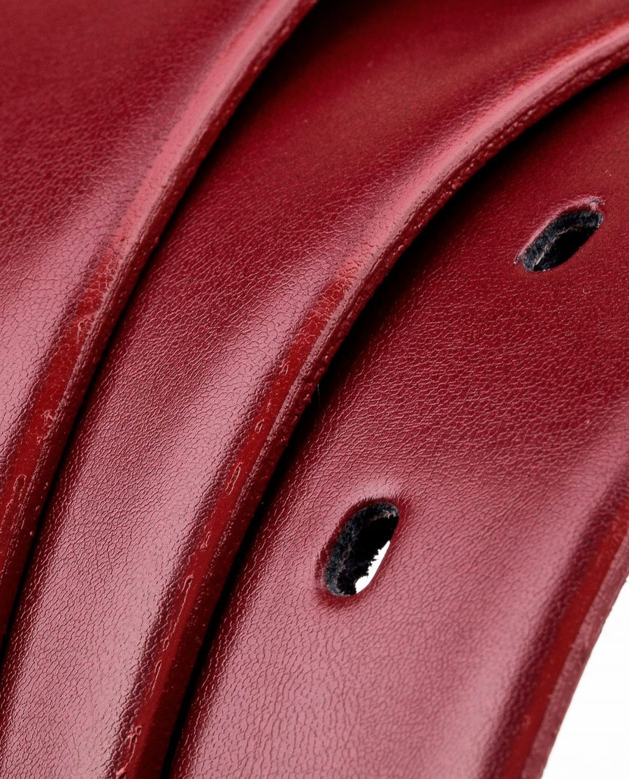 Ruby-Red-Leather-Belt-Rolled